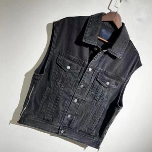 Herenvesten High Street Juun. Vintage gewassen denim vest jas windjack streetwear jas techwear en dameskleding