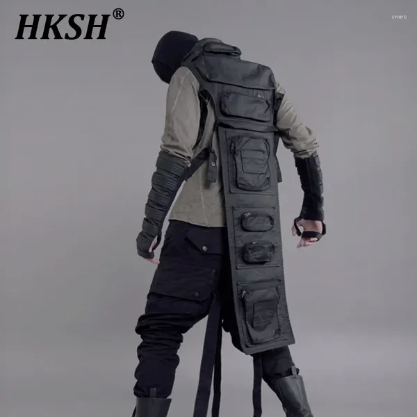 Gilets pour hommes HKSH Waste Land Deconstruction asymétrique tactique 3D poches cirées profil de gilet hiérarchique Techwear Dark Vest HK0173