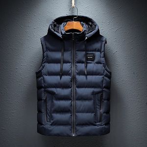 Gilets pour hommes à capuche printemps automne veste sans manches pour hommes mode chaud mâle hiver gilet léger plus taille hommes gilet de travail 231130