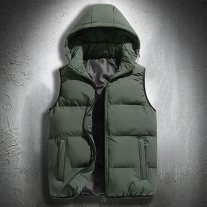 Gilets pour hommes Veste à capuche Veste Hommes Puffer Sans manches Coton Vestes rembourrées Garder au chaud Épaissir Automne Hiver Manteaux Capuche détachable 230904