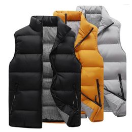 Gilets pour hommes veste hiver manteaux chauds coton rembourré hommes épaissi col montant vers le bas gilet vestes surdimensionnées manteau sans manches
