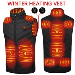 Herenvesten JYMCW USB Elektrisch verwarmd vest Winter Slimme verwarming Jassen Heren Dames Thermische warmtekleding Plus size Jachtjas P8101C 221202