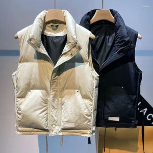 Gilets pour hommes coréen Parka gilet mode 2023 fermeture éclair col montant veste sans manches élégant couleur unie mâle tendance Parkas gilet