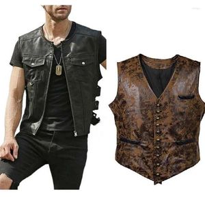 Gilets pour hommes Gilet en cuir Printemps Automne Gilet en daim Hommes Veste sans manches à simple boutonnage