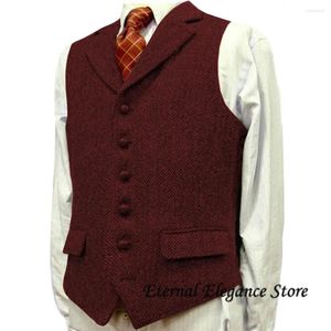 Gilets pour hommes Gilet de loisirs Col en V Casual Herringbone Tweed Slim Fit Gilet Vêtements pour hommes Gilet à simple boutonnage Hommes Chaleco Homb