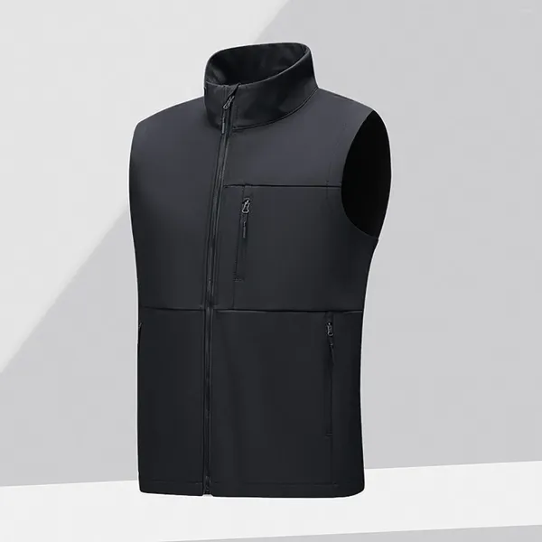 Gilets pour hommes Gilet Softshell léger Vêtements d'extérieur Zip Up Doublé en polaire Veste sans manches coupe-vent pour hommes Manteau Flanelle Sweats à capuche