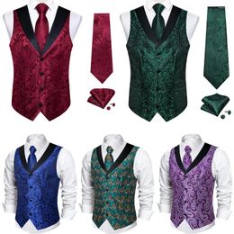 Gilets pour hommes Luxe Royal Bleu Rouge Col Châle Costume Gilet Slim Fit Gilet Pour Mariage Groomsmen V-Col Tuxedo Veste Sans Manches DibanGu