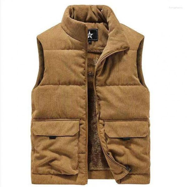 Gilets pour hommes M-6XL Mens Polyester Manteaux Automne Mâle Gilets Col Stand Zipper Couleur Solide Lâche Casual Vêtements d'extérieur Hw78