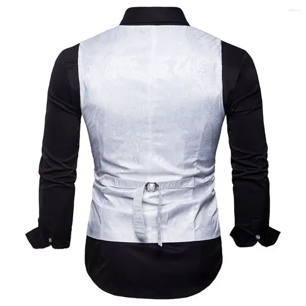 Gilets pour hommes Gilet pour hommes Gilet pour hommes Tops formels Style français Sans manches Slim Fit Costume Bouton Col V Casual Motif décoratif