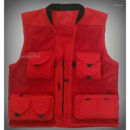 Chalecos para hombres Pogografía de verano Vest Multi bolsas de malla transpirable Director de chaleco Reportero Adversting Men Working Wear VT-086 Maelove963