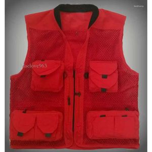 Herenvesten Man's zomerpografie Vest Multi-zakken Ademende mesh Waistcoat Director Reporter Adversting Men Working Wear VT-086 Maelove963