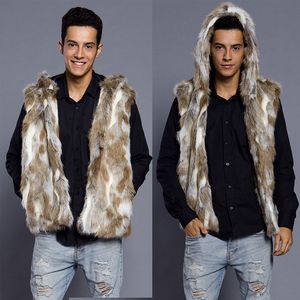 Gilets pour hommes Homme hiver chaud gilet de fourrure artificielle loisirs camouflage veste à glissière mâle vison manteaux à capuche gilet hommes faux à capuche 230923