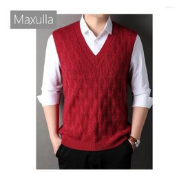 Gilet pour hommes Maxulla Spring automne Sweater Vest Cound Casual Couleur Couleur sans manches Mode Slim Retro Vêtements