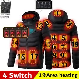 Chalecos para hombres Hombres 19 áreas Chaqueta con calefacción USB Invierno Chaquetas con calefacción eléctrica para exteriores Sprots cálidos Abrigo térmico Ropa Chaqueta de algodón calentable 231115