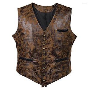 Herenvesten heren slanke fit heren zakelijk vest suede lederen pak vest vintage western cowboy regulier