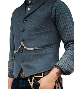 Mannen Vesten mannen Pak Vest Bruin Wol Tweed Business Vest Jas Casual Slim Fit Gilet Homme Voor Groosmen man Bruiloft