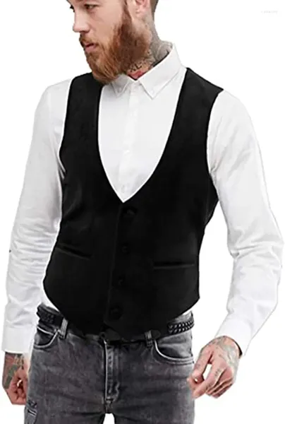 Chalecos para hombres Chaleco de novio casual de terciopelo para hombres Estilo británico Slim Fit Traje Chaqueta Prom Boda Personalización