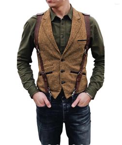 Herenvesten heren vintage pak vest tweed wol casual western cowboy v nek vest regelmatig geschikt voor bruiloft of smoking