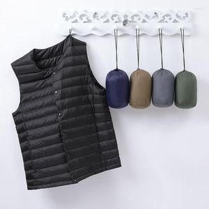 Herenvesten mannen 90% eend omlaag vest 2023 winter ultralicht kraagloze puffer jas ultra dunne warm lichtgewicht vest