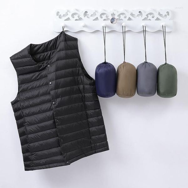 Chalecos para hombres Hombres 90% Duck Down Vest 2023 Winter Ultralight Collarless Puffer Chaqueta ultra delgada CALATIVO LIGEA LIGE