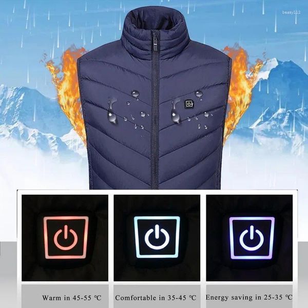 Chalecos para hombres Hombres Otoño Invierno Calefacción Chaleco de algodón 9 áreas calentadas Camping al aire libre Deporte Chaqueta térmica cálida Chalecos