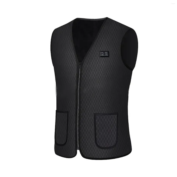 Gilets pour hommes hommes automne hiver chauffage intelligent coton 5 zones gilet chauffé col en V femmes extérieur flexible veste chaude thermique