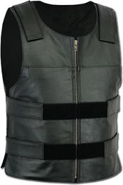 Gilets pour hommes Hommes style pare-balles gilet de moto en cuir pour motards gilet tactique 230927