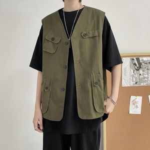 Gilets pour hommes Hommes Design Élégant Streetwear Mode japonaise All-match Teens Summer Hip Hop Handsome Clothing