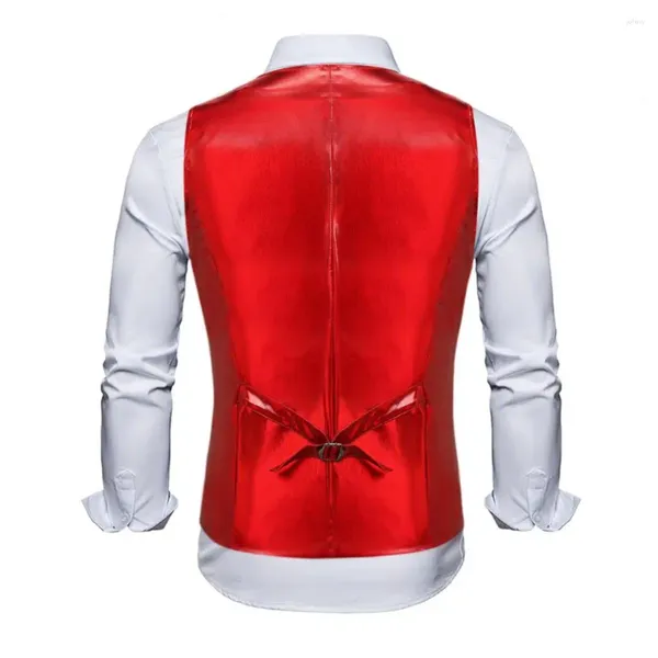 Gilets pour hommes Hommes Fantaisie Couleur Gilet Rétro Disco Marié Mariage Noeud Papillon Ensemble Avec Surface Brillante Col En V Pour Formel