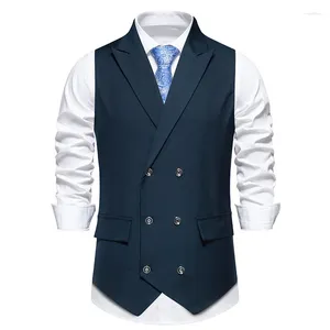 Gilets pour hommes Hommes robe formelle gilet pour mariage double boutonnage gilet sans manches mâle élégant gentleman bal banquet dîner gilet vêtements