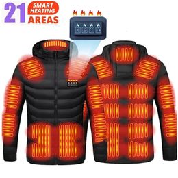 Gilets pour hommes Hommes Vestes chauffées Manteau d'extérieur USB Batterie électrique Manches longues Chauffage Vestes à capuche Chaud Hiver Vêtements thermiques 231113