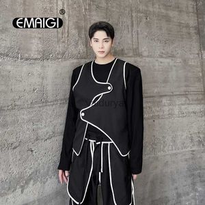 Gilets pour hommes Hommes Hemming Design Gilets Japon Coréen Streetwear Mode Net Celebrity Dress Up Gilet Veste Femmes Sans Manches Manteau Gilet YQ231031
