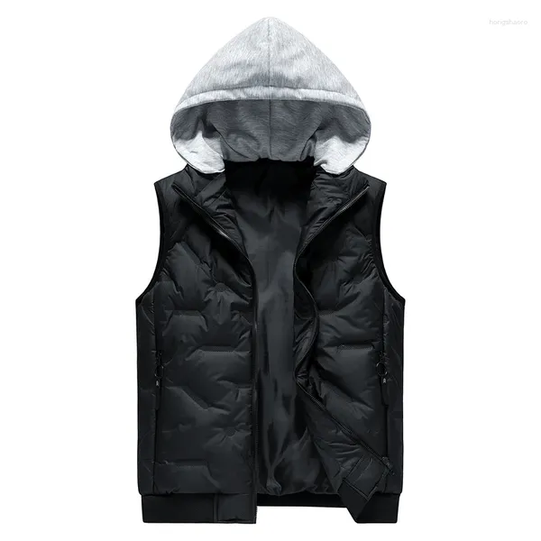 Gilets pour hommes hommes à capuche automne hiver chaud coupe-vent imperméable gilet vestes hommes décontracté mode gilet mâle sans manches