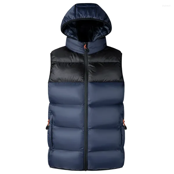 Vestes pour hommes vestes à capuche sans manches quotidiennes décontractées thermal thermique douce waigcoat mens thermn manteaux de mode d'hiver automne mâle