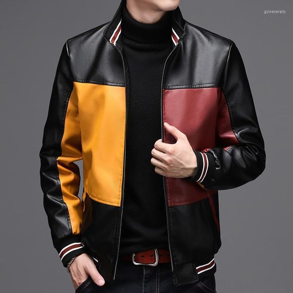 Chalecos para hombre, chaqueta para hombre, chaquetas de cuero Otoño Invierno 2022 para hombre, ropa para hombre, abrigo de manga larga para motocicleta, moda de estilo coreano Guin22