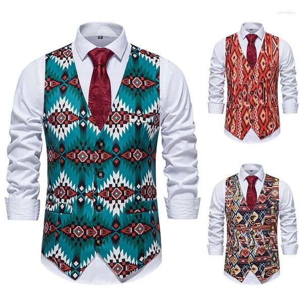 Chalecos para hombres Hombres Jacquard Chaleco floral Traje de lujo Club nocturno Vestido de fiesta Casual para hombre Chaleco de boda Gilet