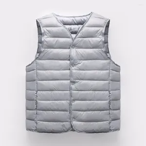 Gilets d'hommes hommes léger vers le bas manteau élégant gilet d'hiver rembourré col en V chaud coupe-vent cardigan pour décontracté plus taille mode