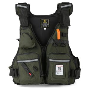 Gilets pour hommes Hommes Gilet de sauvetage professionnel Costume de flottabilité Portable Pêche Multipoches Étanche Mer Gilet réglable 231018