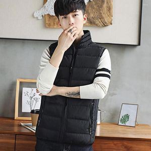 Gilets pour hommes hommes gilet matelassé confortable hiver rembourré chaud élégant avec poches à glissière col montant protection du cou gilet