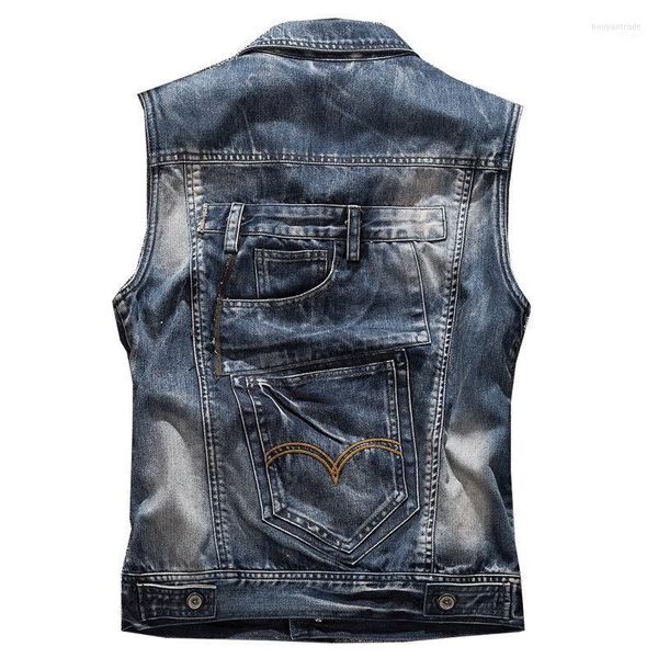 Gilets pour hommes grande taille automne produit gilet moto Denim gilet poche plaquée outillage