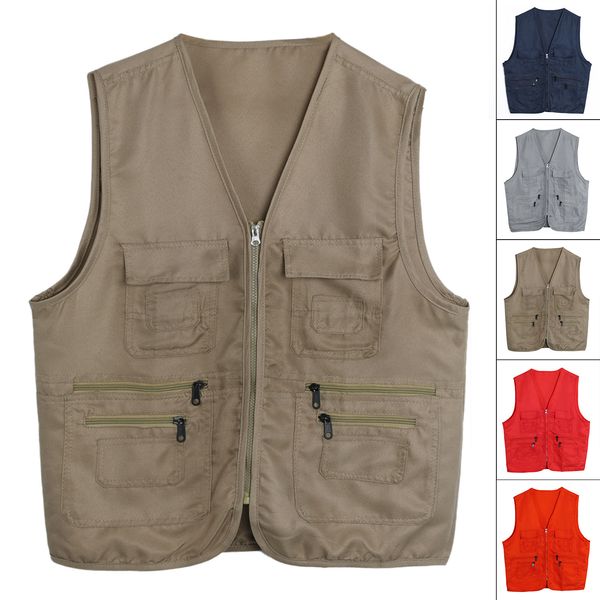 Chalecos para hombres Hombres Multi bolsillo Viajeros Pesca Pografía Director Chaleco casual para exteriores Chaleco transpirable de secado rápido Chaqueta Abrigo 230609