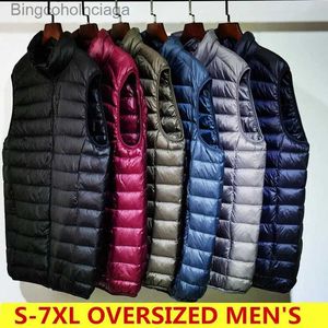 Gilets pour hommes Veste bouffante sans manches pour hommes 2023 nouveau automne printemps léger résistant à l'eau emballable hommes vers le bas gilet manteau grande taille 5xl 6xlL231014