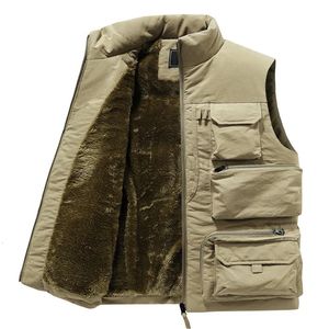 Vesten voor heren Herenvestjas Winter Mouwloos jack Vest Dikke warme fleece Werkkleding Tops Cargovest Windjack Modieus groot formaat 231117