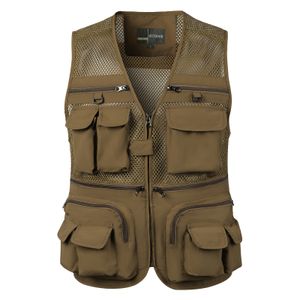 Mannen Vesten mannen Vest Tactische Zwemvliezen Gear Jas Zomer Pographer Vest Tool Veel Zak Mesh Werk Mouwloze Jas Mannelijke 230731