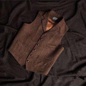 Gilets pour hommes Gilet pour hommes Gilet Steampunk Veste Marron Gilets pour hommes Formel Steam Punk Laine Tweed Costume Mâle Vêtements 230321