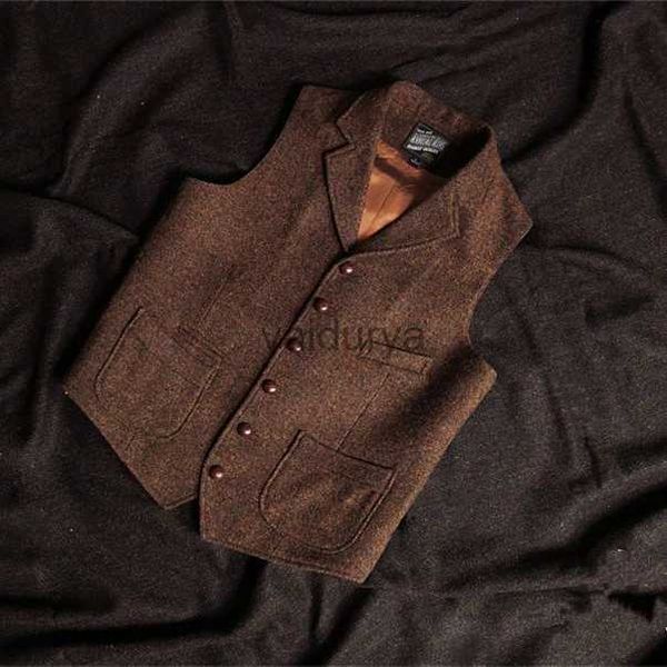 Gilets pour hommes Gilet pour hommes Gilet Steampunk Veste Marron Gilets pour hommes Formel Steam Punk Laine Tweed Costume Vêtements YQ231031