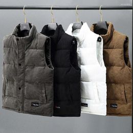 Gilets pour hommes Hommes Veste sans manches Gilet d'extérieur Coupe-vent Gilet chaud Manteau avec poches à col montant pour l'automne hiver