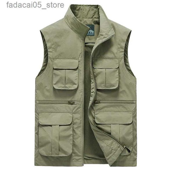 Chalecos para hombres Hombres Primavera Verano Chaleco de pesca para hombre Casual Tamaño grande Multi-bolsillo Waiscoat Senderismo al aire libre Camping Chaleco táctico Chaqueta M-8XL Q240122