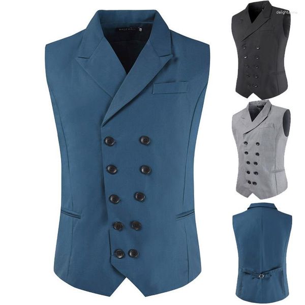 Gilets pour hommes Hommes Costume Gilet pour mariage Casual Vintage Gilet Pointu Revers Double Boutonnage Classiques De La Mode