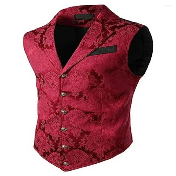 Gilets pour hommes Hommes Costume Gilet Rétro Slim Fit Style d'affaires avec col rabattu Boutons à simple boutonnage pour la fête de mariage formelle